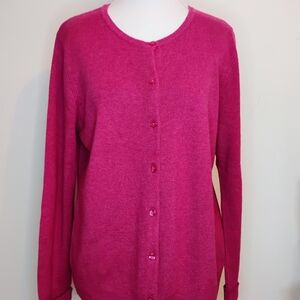 Croft & Barrow Woman's Large Raspberry Cardigan Sweater